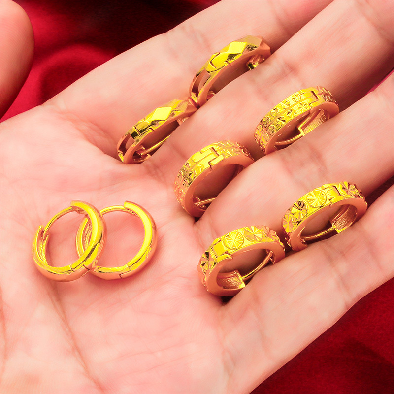 Mosadzné náušnice, geometrický štýl, elektroplátovanie, Guangzhou pôvod, pre ženy