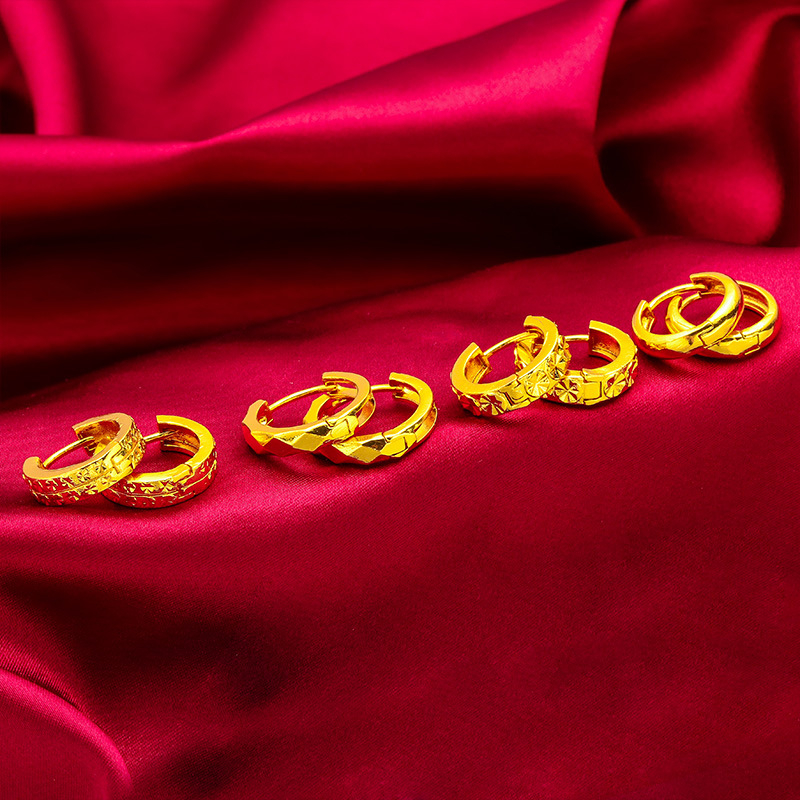 Mosadzné náušnice, geometrický štýl, elektroplátovanie, Guangzhou pôvod, pre ženy