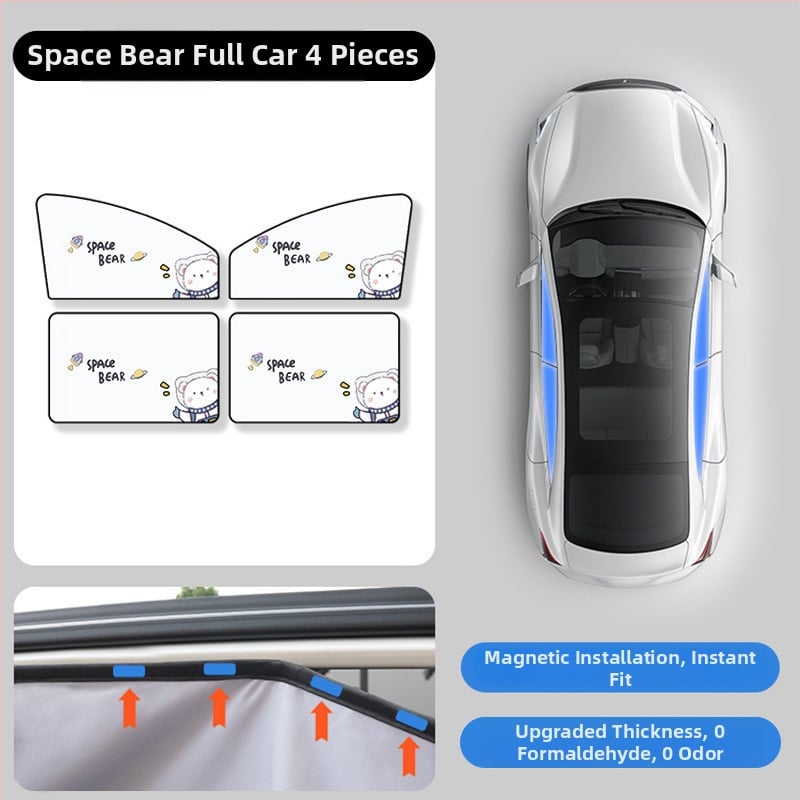 Cortină auto pentru protecție solară, material nețesut, tip reflectiv, prindere cu lamele, compatibil universal