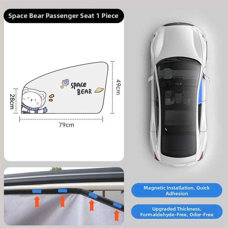 Cortină auto pentru protecție solară, material nețesut, tip reflectiv, prindere cu lamele, compatibil universal