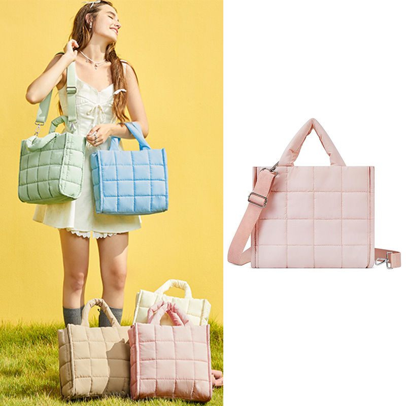 Nylon Crossbody Tote torba, vertikalnog četvrtastog oblika, zatvarač, unutarnji džepovi sa zipom i džep za mobitel