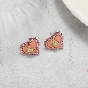 Náušnice srdcového tvaru z meďe pozlátené a 925-strieborné šroubovacie tyčinky, diamantový brúsenie, pastoračný štýl, svieži a sladký