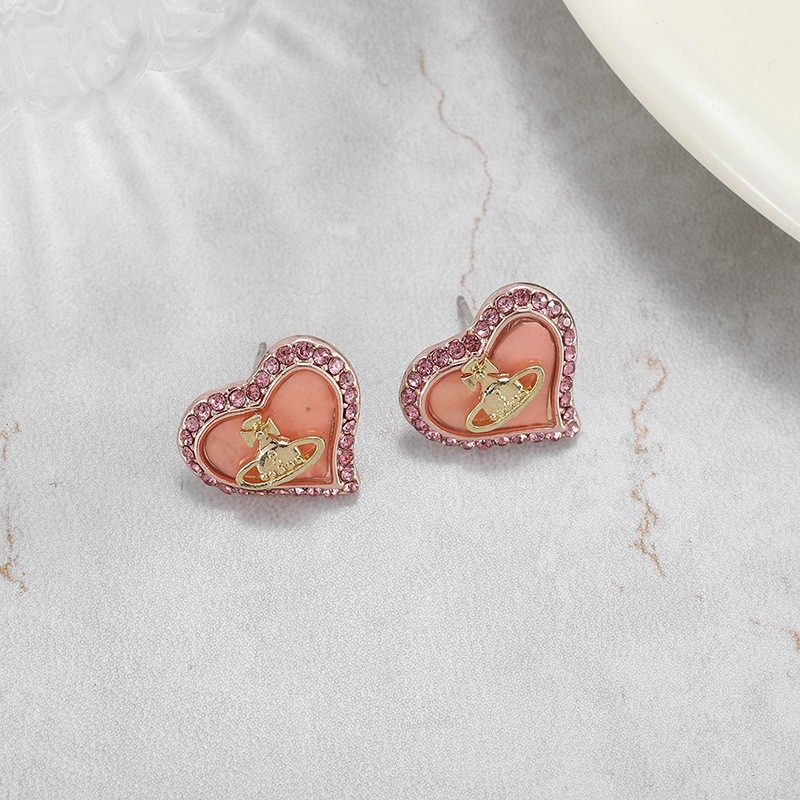 Náušnice srdcového tvaru z meďe pozlátené a 925-strieborné šroubovacie tyčinky, diamantový brúsenie, pastoračný štýl, svieži a sladký