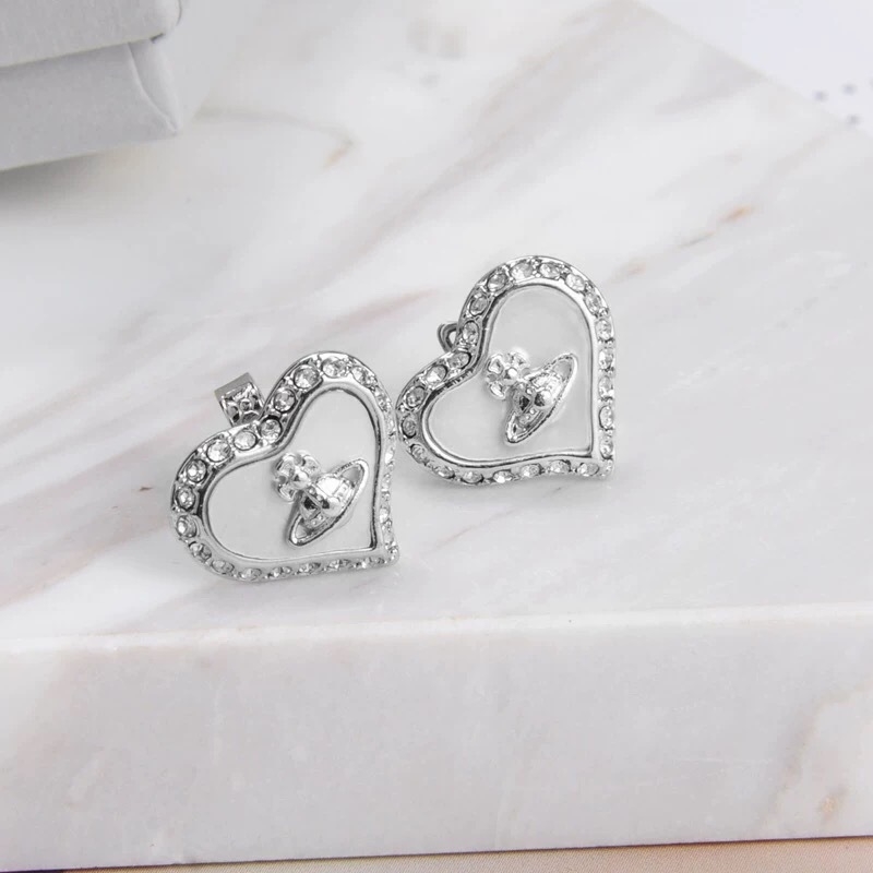 Náušnice srdcového tvaru z meďe pozlátené a 925-strieborné šroubovacie tyčinky, diamantový brúsenie, pastoračný štýl, svieži a sladký