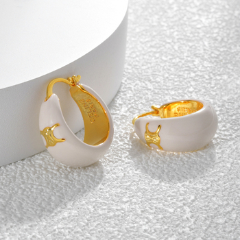 Bakarne geometrijske naušnice, elektroplatinirane, Yihong, kod R0305