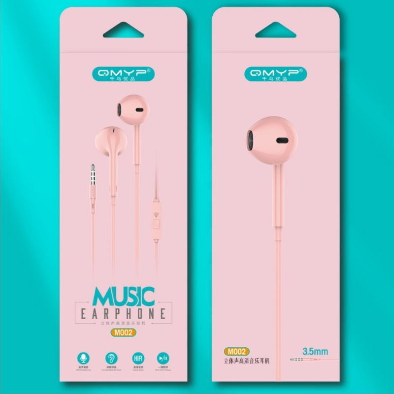 Vadu in-ear austiņas, modelis M002; dinamisks vadītājs; savienojums: vads; 3,5 mm ligzda; jutība: 120 dB