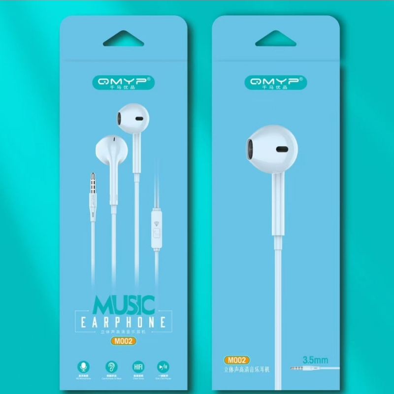 Vadu in-ear austiņas, modelis M002; dinamisks vadītājs; savienojums: vads; 3,5 mm ligzda; jutība: 120 dB