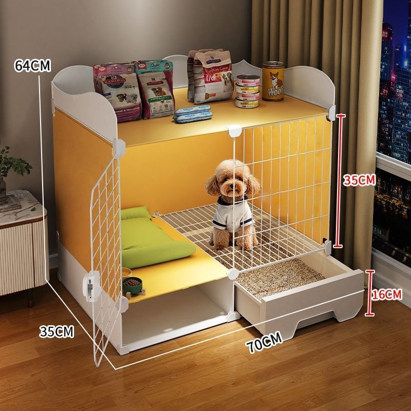 Cușcă pentru câini de talie mică, cu separare a toaletei, o cameră și o baie, kennel interior pentru animale de companie, vilă Teddy Bichon