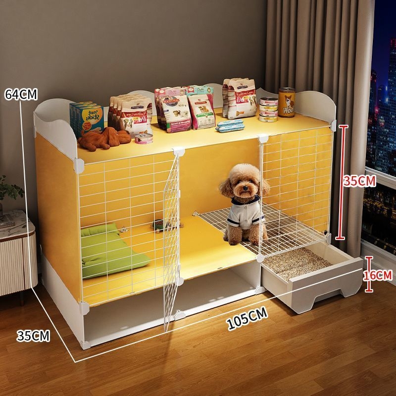 Cușcă pentru câini de talie mică, cu separare a toaletei, o cameră și o baie, kennel interior pentru animale de companie, vilă Teddy Bichon