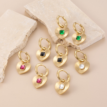 Обеци от титиева стомана със сърцевиден дизайн и любовен медальон, ретро стил, за жени