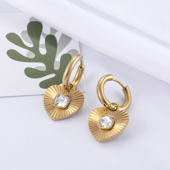 Обеци от титиева стомана със сърцевиден дизайн и любовен медальон, ретро стил, за жени