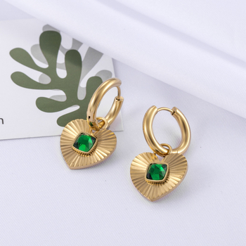 Обеци от титиева стомана със сърцевиден дизайн и любовен медальон, ретро стил, за жени