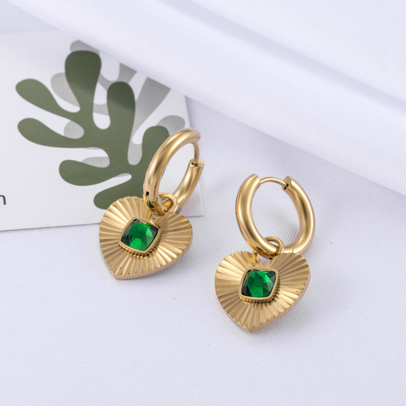 Обеци от титиева стомана със сърцевиден дизайн и любовен медальон, ретро стил, за жени