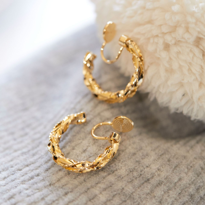 Cercei clip-on Mobius Cerc Rotativ, Fără găuri în lob, Cupru, electroplatate, Geometric Minimalist, Toamnă 2024