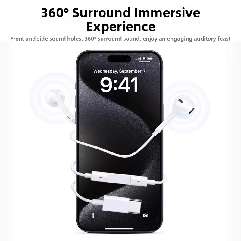 In-ear slúchadlá s káblom, 3,5 mm jack pre Apple iPhone 14, 14 mm menič, dĺžka kábla 1,2 m, vstavaný mikrofon, frekvenčný rozsah 20–20000 Hz