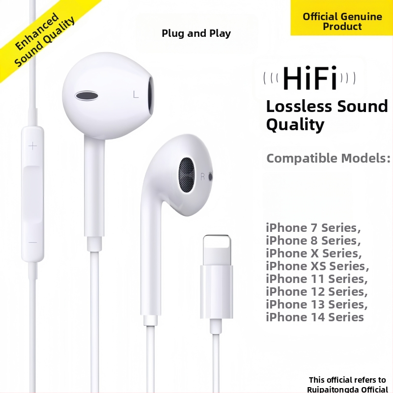 In-ear slúchadlá s káblom, 3,5 mm jack pre Apple iPhone 14, 14 mm menič, dĺžka kábla 1,2 m, vstavaný mikrofon, frekvenčný rozsah 20–20000 Hz