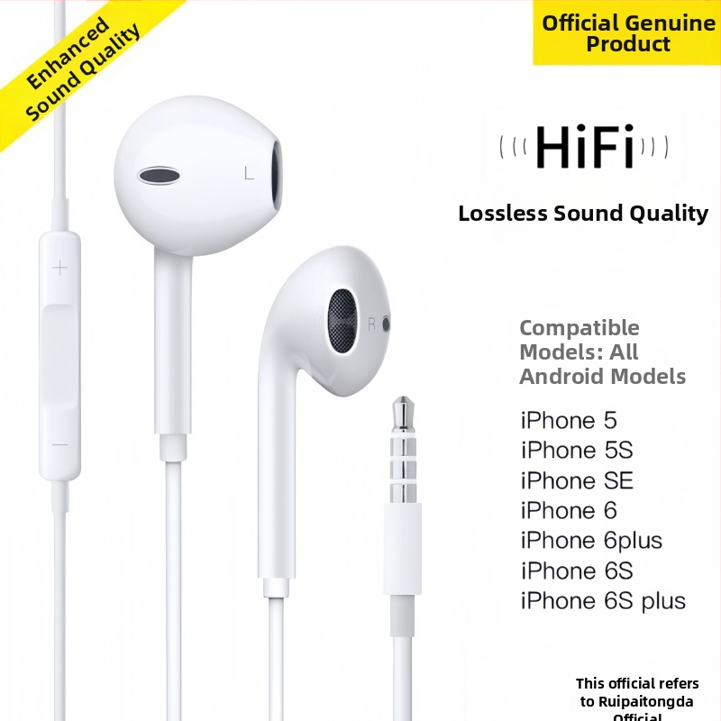 In-ear slúchadlá s káblom, 3,5 mm jack pre Apple iPhone 14, 14 mm menič, dĺžka kábla 1,2 m, vstavaný mikrofon, frekvenčný rozsah 20–20000 Hz