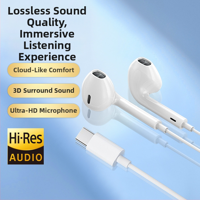 Iekšējās auss austiņas ar vadu Type-C savienojumu, 120 mm kabelis