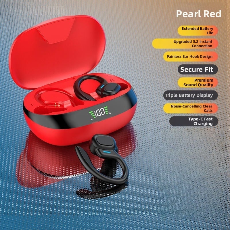 Bluetooth slušalice s držačem na uho — sportski dizajn, Bluetooth 5.3, doseg do 10 m, digitalni zaslon, aktivno poništavanje buke, trajanje baterije 4–8 h