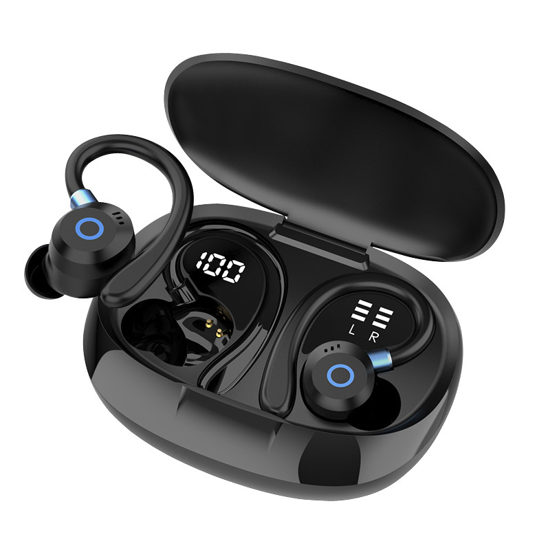 Bluetooth slušalice s držačem na uho — sportski dizajn, Bluetooth 5.3, doseg do 10 m, digitalni zaslon, aktivno poništavanje buke, trajanje baterije 4–8 h