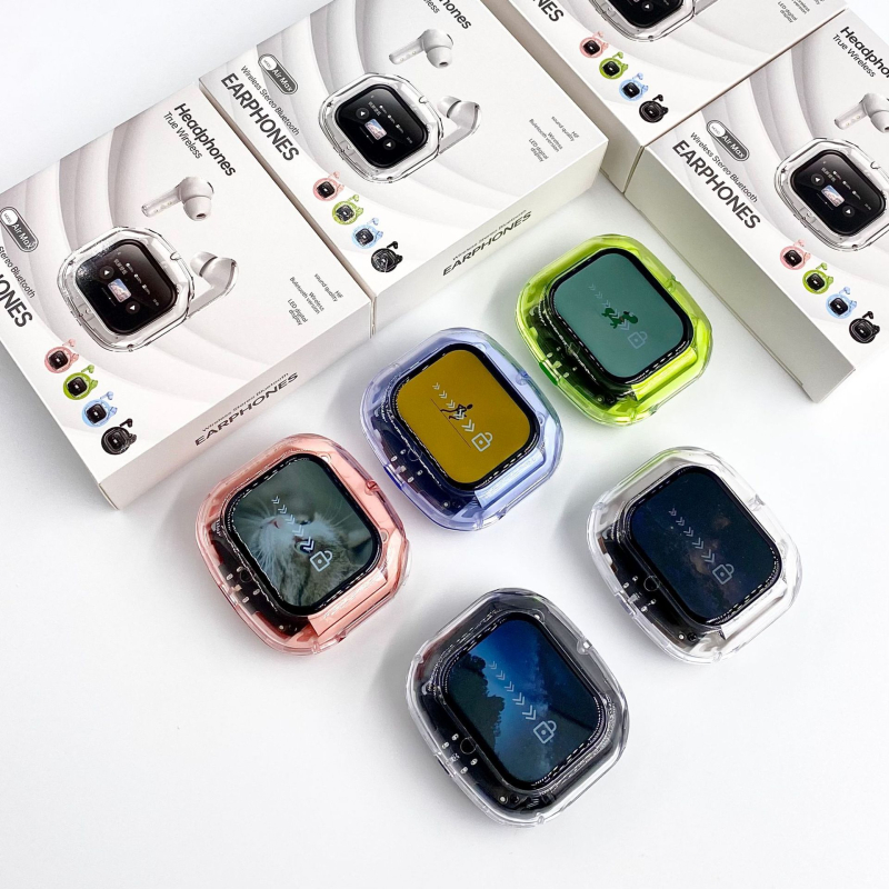 AirMax căști Bluetooth fără fir cu afișaj LCD, durata bateriei peste 8 ore, rază de acțiune 10 m, control tactil, conectare duală la două dispozitive