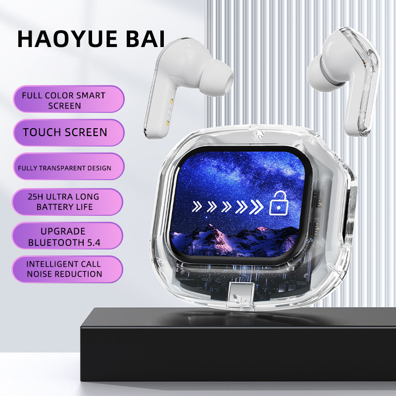 AirMax căști Bluetooth fără fir cu afișaj LCD, durata bateriei peste 8 ore, rază de acțiune 10 m, control tactil, conectare duală la două dispozitive