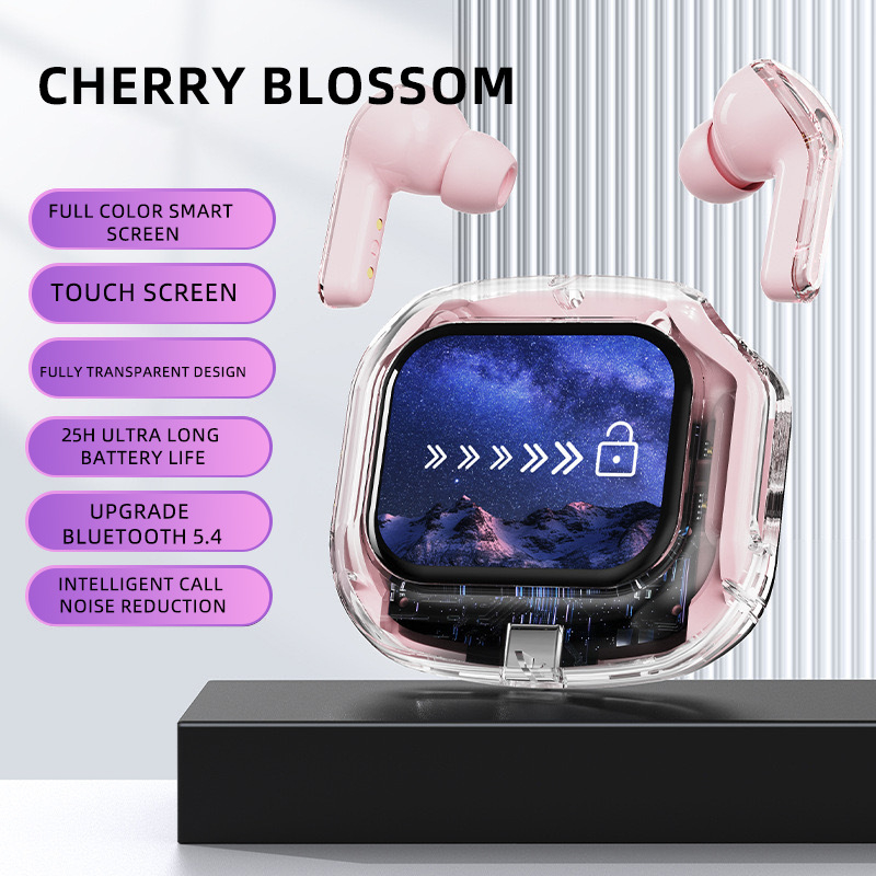 AirMax căști Bluetooth fără fir cu afișaj LCD, durata bateriei peste 8 ore, rază de acțiune 10 m, control tactil, conectare duală la două dispozitive