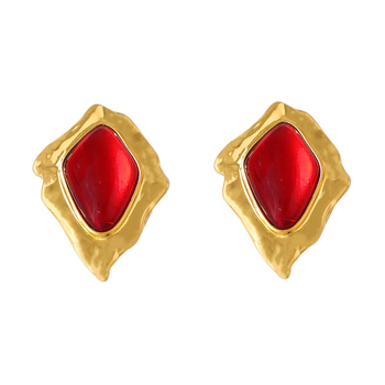 Обеци – Геометрични, цинкова сплав, дизайн с листоподобен ромб и гънки, Mi xuan, есен 2025