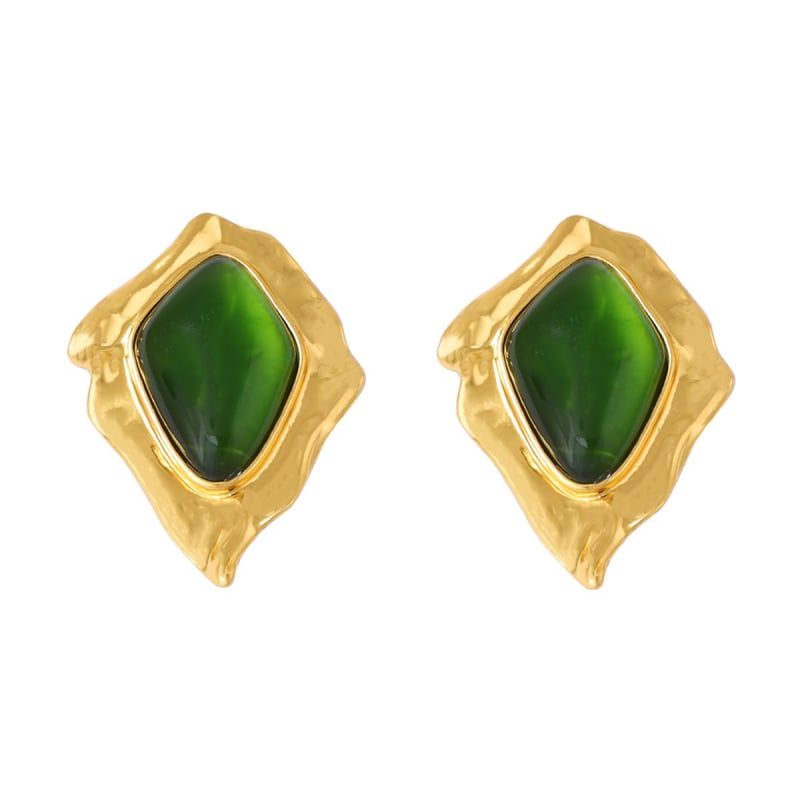 Обеци – Геометрични, цинкова сплав, дизайн с листоподобен ромб и гънки, Mi xuan, есен 2025