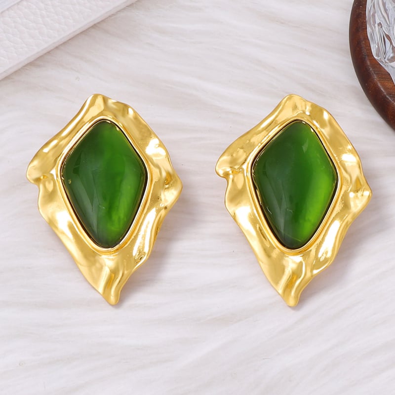 Обеци – Геометрични, цинкова сплав, дизайн с листоподобен ромб и гънки, Mi xuan, есен 2025