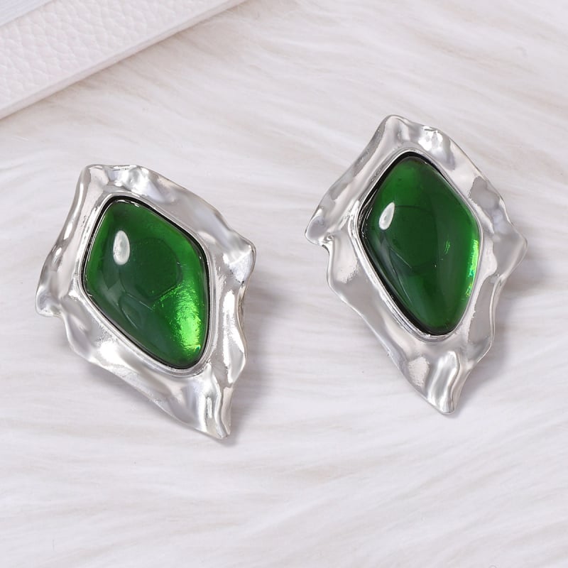 Обеци – Геометрични, цинкова сплав, дизайн с листоподобен ромб и гънки, Mi xuan, есен 2025