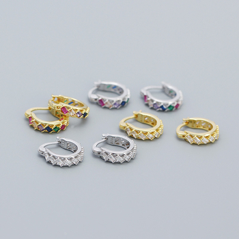 Σκουλαρίκια — Γεωμετρικά ζιργκόν, Ασήμι 925, Ηλεκτροπλατινωμένα, Γυναικείο INS Στυλ