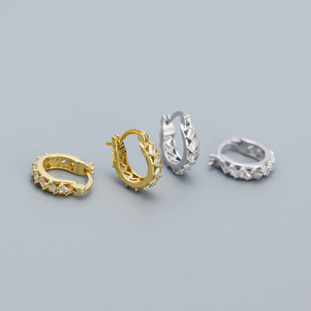 Σκουλαρίκια — Γεωμετρικά ζιργκόν, Ασήμι 925, Ηλεκτροπλατινωμένα, Γυναικείο INS Στυλ
