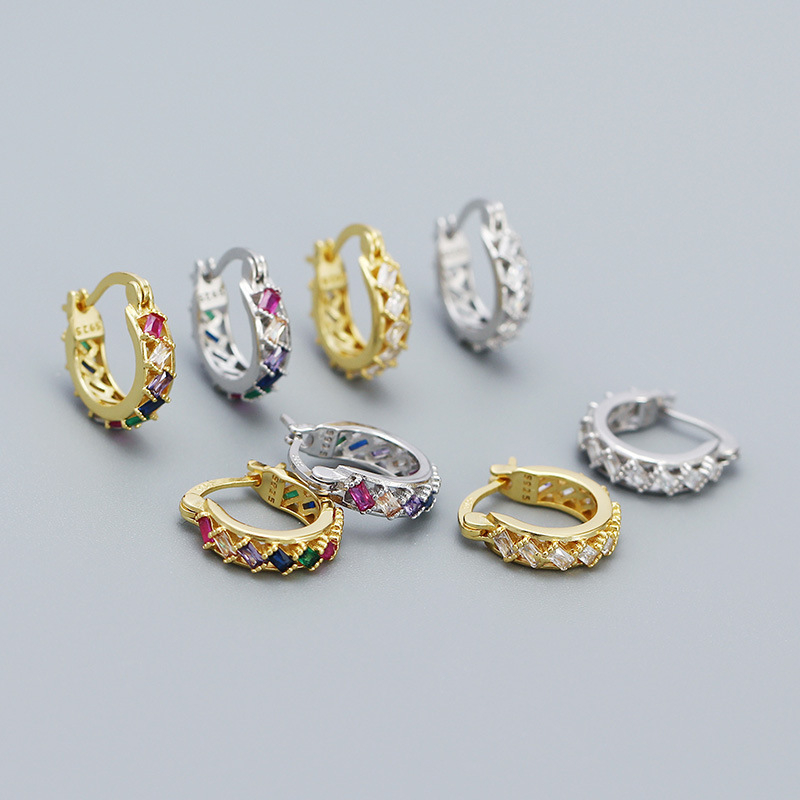 Σκουλαρίκια — Γεωμετρικά ζιργκόν, Ασήμι 925, Ηλεκτροπλατινωμένα, Γυναικείο INS Στυλ