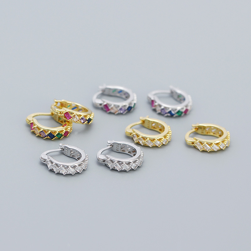 Σκουλαρίκια — Γεωμετρικά ζιργκόν, Ασήμι 925, Ηλεκτροπλατινωμένα, Γυναικείο INS Στυλ