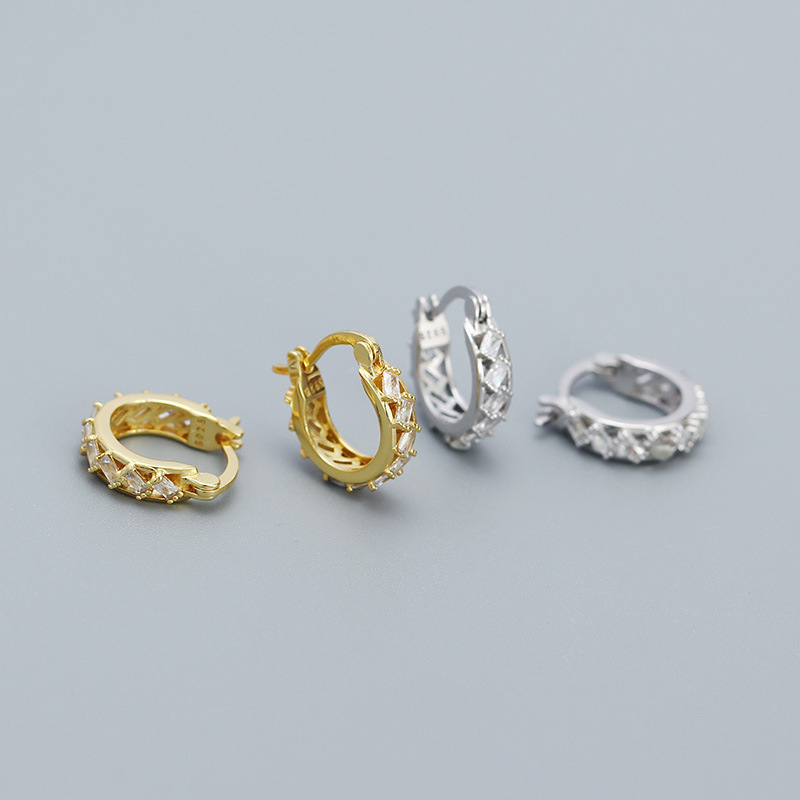 Σκουλαρίκια — Γεωμετρικά ζιργκόν, Ασήμι 925, Ηλεκτροπλατινωμένα, Γυναικείο INS Στυλ