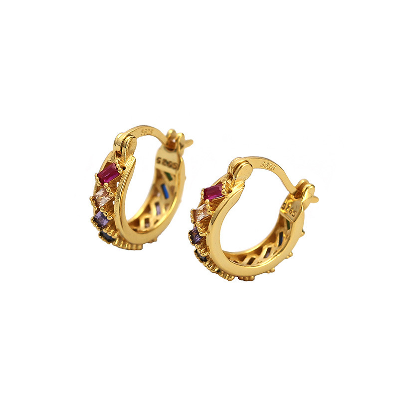 Σκουλαρίκια — Γεωμετρικά ζιργκόν, Ασήμι 925, Ηλεκτροπλατινωμένα, Γυναικείο INS Στυλ