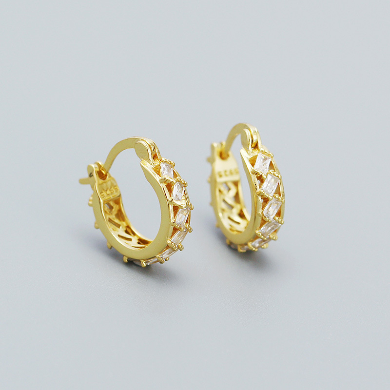 Σκουλαρίκια — Γεωμετρικά ζιργκόν, Ασήμι 925, Ηλεκτροπλατινωμένα, Γυναικείο INS Στυλ