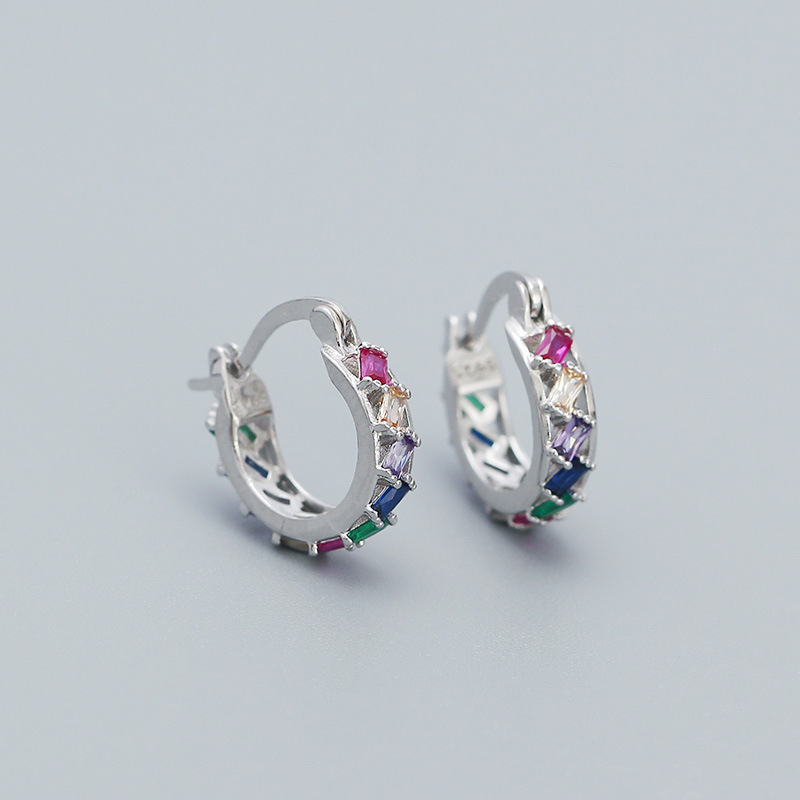 Σκουλαρίκια — Γεωμετρικά ζιργκόν, Ασήμι 925, Ηλεκτροπλατινωμένα, Γυναικείο INS Στυλ