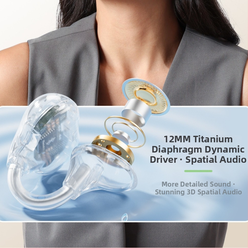 Bezdrôtové Bluetooth slúchadlá s klipom na ucho, kostná vedenie, 4–8 h výdrž, dosah 15 m, True Wireless (TWS)