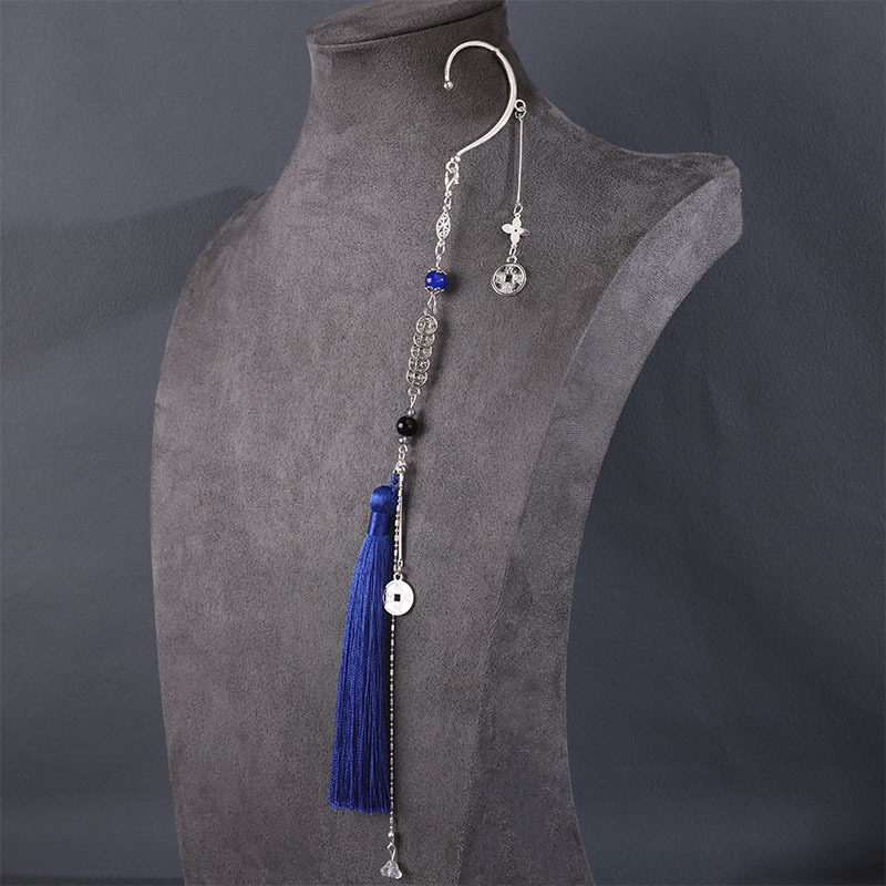 Cercei cu agățători în stil antic chinezesc, cu monede din cupru și ciucuri, bijuterii din aliaj, lucrate manual, origine Yiwu