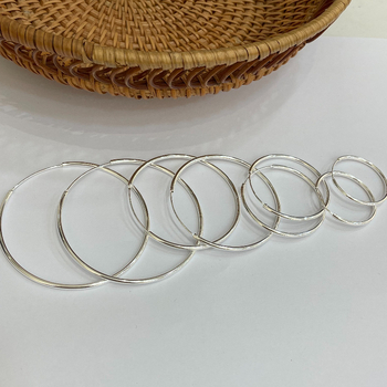 Suchuang S925 Sterling Srebro – debeli veliki kružni naušnici, geometrijski stil, korejski stil, 925 srebro