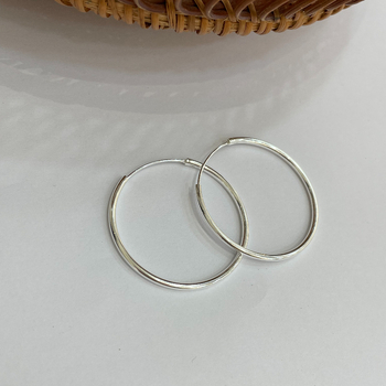 Suchuang S925 Sterling Srebro – debeli veliki kružni naušnici, geometrijski stil, korejski stil, 925 srebro