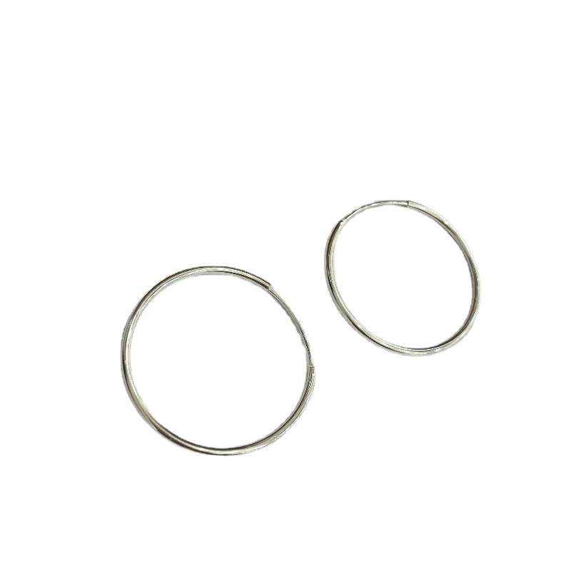 Suchuang S925 Sterling Srebro – debeli veliki kružni naušnici, geometrijski stil, korejski stil, 925 srebro