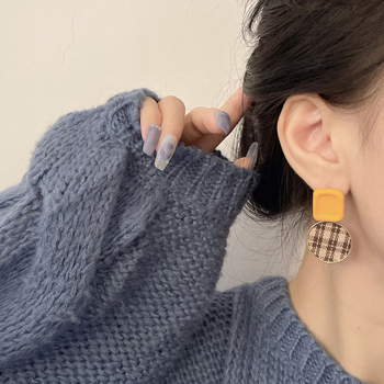 Maillard retro szív alakú fülbevalók geometriás dizájnnal, ötvözet, galvanizált felület, nőknek