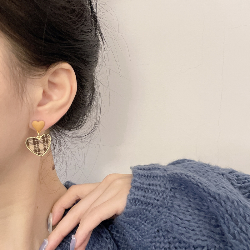 Maillard retro szív alakú fülbevalók geometriás dizájnnal, ötvözet, galvanizált felület, nőknek