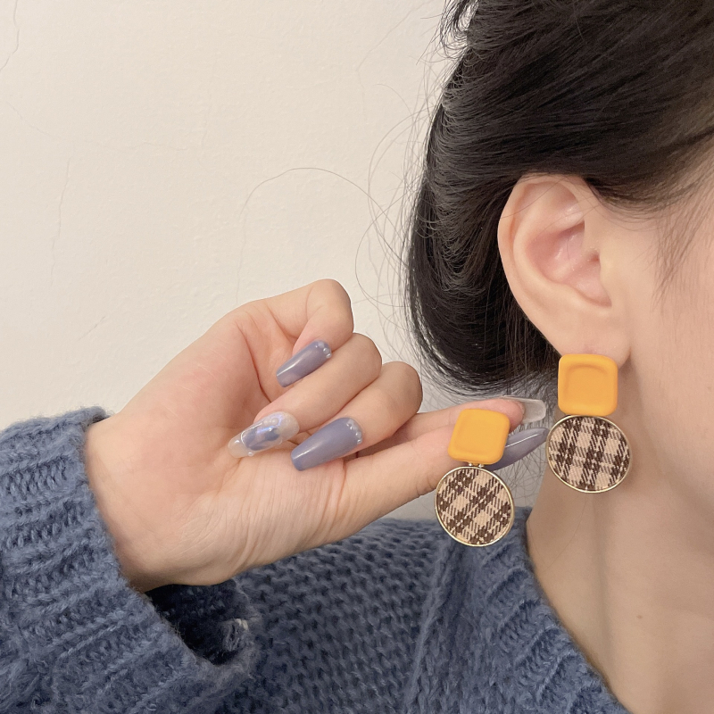 Maillard retro szív alakú fülbevalók geometriás dizájnnal, ötvözet, galvanizált felület, nőknek