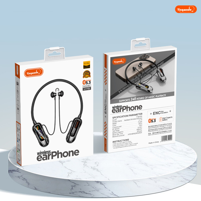 Căști Bluetooth pentru gât cu Bluetooth 5.4, autonomie peste 8 ore, rază de 10 m, slot TF, sunet stereo