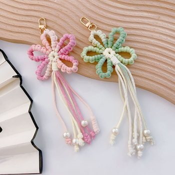 Pandantiv pentru geantă croșetat manual cu floare și ciucuri, aliaj, model floral, origine Yiwu, primăvară 2025