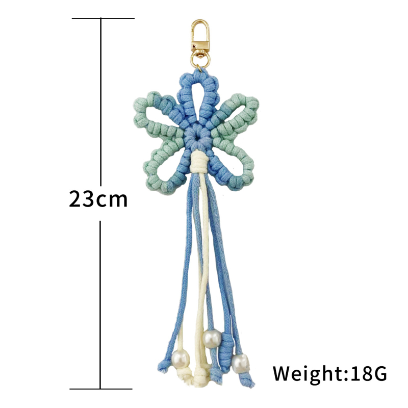 Pandantiv pentru geantă croșetat manual cu floare și ciucuri, aliaj, model floral, origine Yiwu, primăvară 2025